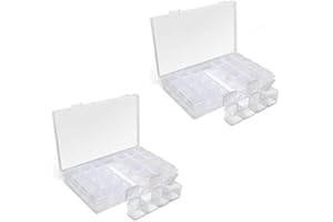 iGadgitz Home U7113 Boîte de Rangement Plastique (28 Pots) Diamond Painting Boîte à Bijoux, Broderie -Transparent -2 Boîtes