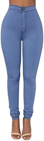 Women Pants,BA Zha Women Denim Jeans New Fashion Multi Colors Girl Casual Jeans Pants Skinny Athletic Training Cropped Pants Pencil Pants Fitness Running Gym Stretch Sports Pants Trouser (L, Blue)