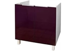 BERLIOZ CRÉATIONS Berlioz Creations CE8BA Spülenunterschrank für Küche, in auberginefarbenem Hochglanz, 80 cm, 100 Prozent französische Herstellung