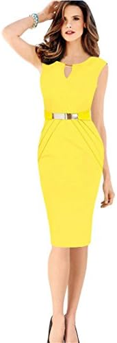 Luckywe Women's Mesh Long Formal Wedding Evening Ball Gown Party Prom Bridesmaid Dress A78 Yellow 16(UK)