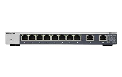 Netgear GS110MX Non-géré 10G Ethernet (100/1000/10000) Noir - commutateurs réseaux (Non-géré, 10G Ethernet (100/1000/10000), RJ-45, IEEE 802.1p,IEEE 802.3x, 16000 entrées, 56 Gbit/s)