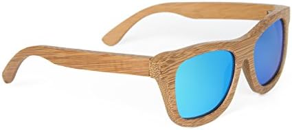 Ynport Mens/Womens Full Charcoal Bamboo Frame Classic Wooden Coated Sunglasses, vintage Eyewear, Floating Wayfarer