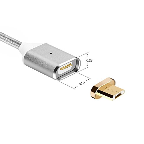 Magnetische Micro USB Kabel Nylon, BeneStellar (2 Pack 2m) High Speed USB 2.0 A Male auf Micro B Magnetische Synchronisations und Ladekabel für Android, Samsung, Huawei, HTC, Sony, Nexus, Xiaomi und mehr(Silber 6ft) - 4