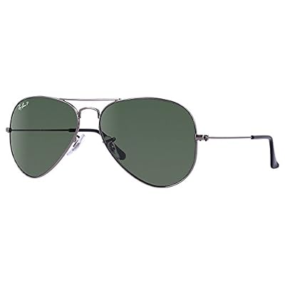 Ray-Ban - Lunette de soleil Aviator Large Metal Aviator , GUNMETAL CRYSTAL GREEN POLARIZED