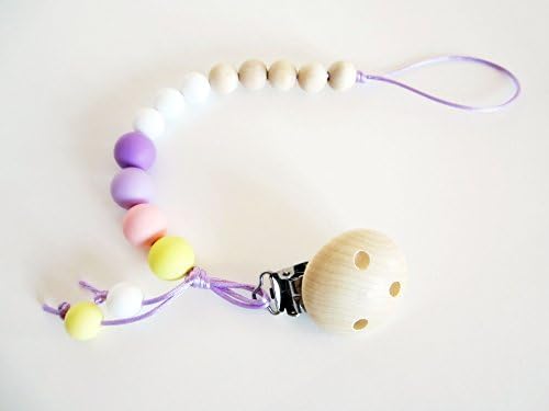 Portaciuccio (in 100% Silicone Alimentare Antibatterico, senza BPA e non tossico) con Scatola Regalo (Personalizzabile con il nome del Bebé) | Baby Shower Gift Idea | Modello "Frullato alla Mora" | Idea Regalo Originale per Mamme e Bebé