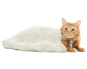 Ompaa Fluffy Dog Blankets for Dogs, Cats and Small Pets, Soft Plush Faux Fur Puppy Snuggle Blanket, Designed for Donut Cuddler Dog Bed, Self-Warming, Machine Washable, 20 x 30 inches Cream White