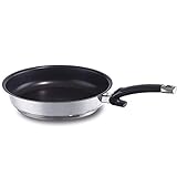 Pfanne in zeitlosem Design Made in Gemany, rostfreier Stahl 18/10 mit Kaltmetallgriff / Abgerundeter Boden und ein praktischer Schüttrand erleichtern Braten und Servieren in dieser Bratpfanne