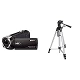 Gezahnter Mittelpfosten Sony HDR-CX240E HD Flash Camcorder (Full HD, EXMOR R CMOS Sensor, 9,2 Megapixel, BIONZ X Bildprozessor) & Leichtes Stativ, bis 1,52 m, inkl. Tasche