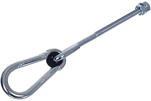 NAJDER Set di 2 ganci per altalena M10 con moschettone da 10 mm, gancio girevole a vite di tipo A zincato per amaca da parco giochi, corda da giardino, resistente