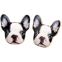 Selia Bully Ohrring Französische Bulldogge Ohrstecker minimalistisch Hund schwarz weiß Dog animal handgemacht Modeschmuck Schmuck, studs geschenk