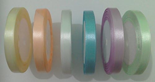 Fashionfairy Wholesale 6mm or 10mm Satin Ribbon Rolls - Mixed Colours for Wedding Favour, Craft, Gift wrap, Christmas, Ester, Party, Card Making, Scrapbook (10mm Width x 6 Rolls (Pastel Colours))