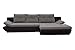 Produktbild Ecksofa Levio mit Ottomane rechts in grau / schwarz mit Bettfunktion und Staufunktion - Abmessungen: 306 x 185 cm (B x T)