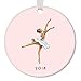 Produktbild Christmas 2018 Ballerina Ornament Classic Nutcracker Dancing Sugarplum Fairy Ballet Dance Performance Porcelain Decoration 3" Flat Pink Ceramic Dancer Keepsake w White Ribbon & Free Gift Box OR00031