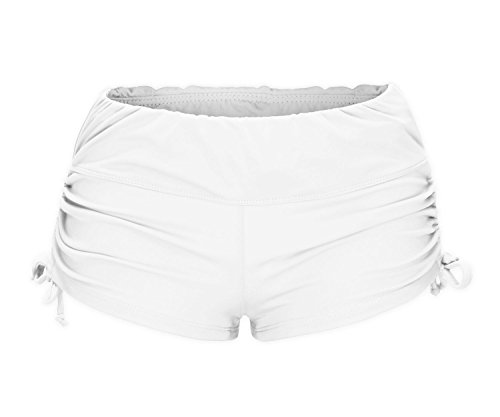 ReliBeauty Damen Verstellbare Kordel BŠnde Elastische Taille Boyshorts Falten Badeshorts