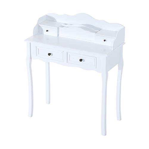 HOMCOM Dressing Table Shabby Chic Dividers Makeup Desk Vanity Storage Wooden Console Table Bedroom F HOMCOM Dressing Table Shabby Chic Dividers Makeup Desk Vanity Storage Wooden Console Table Bedroom F