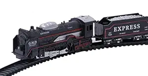 OANGO Black Train and Train Set,Battery Operated Toy Set for Kids, Medium Size with headlightToy Train for Kids (19pcs)