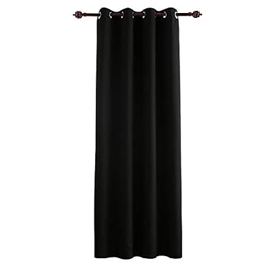 Deconovo Rideau Occultant Solide Lourd de Maison à Oeillets 140cm x 260cm, Isolant Thermique pour Garçons, Noir