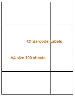 ARFA - A4 Size Paper Labels Sticker for Laser, Inkjet & Copiers (3 x 4 = 12 Label Sheet) Pack of 100 Sheets Top Heavy Quality.