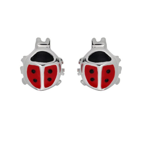 Miore-Kinder-Ohrstecker-925-Sterling-Silber-Marienkfer-emaille-rot-MSM101EK