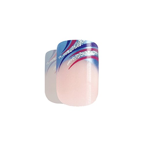 Bling Art Falsche Nägel Französisch Maniküre Glitzer-Wave-Blau 24 Medium Tipps - 8