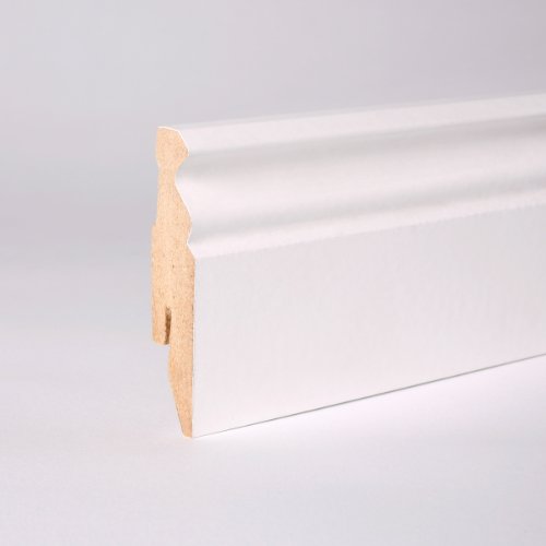 Preisvergleich Produktbild 25m Sockelleisten Berliner Profil 60mm All Inclusive Paket Weiß