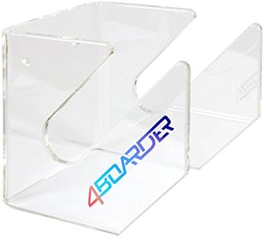 4boarder SINGLE wall mount holder board rack for wakeboard, snowboard, kiteboard, longboard, skateboard, wakeskate, pennyboard, waveboard, skimboard, clear, transparent, board