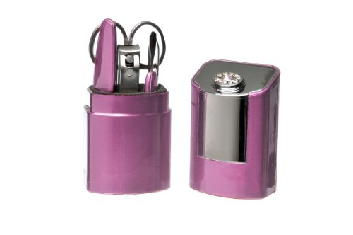Danielle 5 Piece Manicure Set with Swarovski Crystals Dark Pink