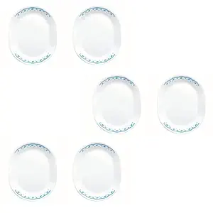 Corelle Essential Series Glass Microwave Safe Pack of 6 Oval Dinner Plate Serving Platter-Morning Blue