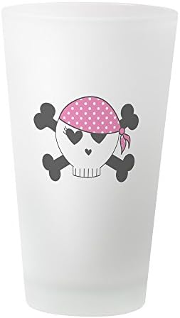 CafePress - Girly Pirate Skull - Pint Glass, 16 oz. Drinking Glass