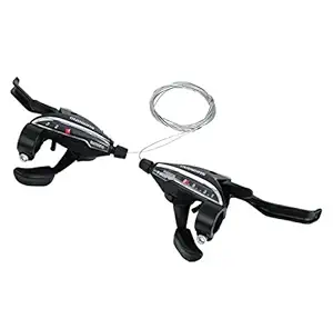 Fastped EF-500 (3x7) 21 Speed Bicycle Shifters Set MTB (Left+ Right) Brake Lever Shifter with Shift Cables (Black, 1 Pair)