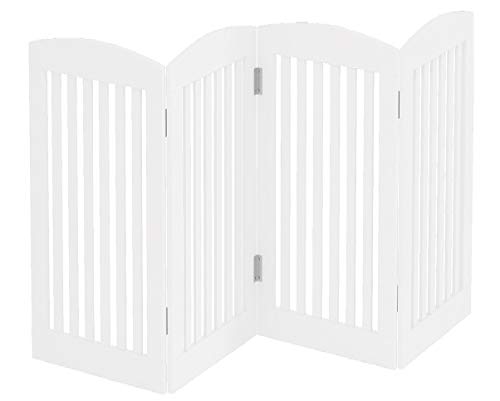Puerta plegable de madera para mascotas de PAWLAND para perros, 4 paneles, valla de 36 pulgadas de alto, puerta de perro para la casa, puerta, escaleras, extra ancho y alto, color blanco