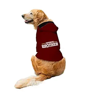 Ruse Favourite Brother Printed Full Sleeves Dog Autumn Winter Hoodie Jacket/Apparel/Clothes/Jackets Gift for Dogs.Maroon/Medium(Chubby Pugs, Beagle etc.)