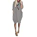 Produktbild Junjie Damen Frauen Sommer Langarm gedruckt kurzes Minikleid Maxi Weiss Spitze große größen blusenkleid Navy, schwarz, grau, Wein, grün
