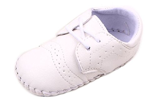 Femizee Infant/Toddler Baby Boys Sewing Pattern Soft Walking Shoes 0-6 Months White
