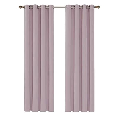 Deconovo Lot de 2 Rideaux Occultants Lourds Solides de Porte à Oeillets 135cm x 240cm, Isolant Thermique, Rose Pâle