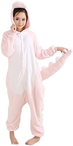 iKneu Costume Cosplay Homewear Lounge Wear Kigurumi Onesie Pajamas Jumpsuit (XL For height:68.8"-72.8", Pink Dino)