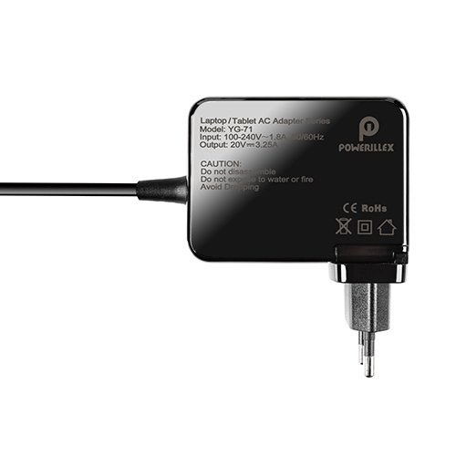 POWERILLEX 65W Ladekabel für Lenovo Yoga 710 (11″ 14″ 15″), Flex4 (14″ 15″), Ideapad 110 310 510 510S 710S (13″ 14″ 15″ 17″) ThinkPad N22 Chromebook 100s mit 5.5FT Netzkabel - 7