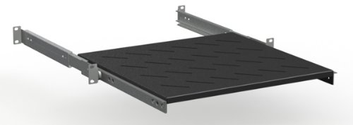 1HE Fachboden - Ausziehbar - 482.6mm (19") Rackablage für 482.6mm (19 Zoll) Rack bis 50kg 400-600mm Tiefe - Schwarz