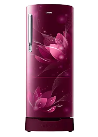 Samsung 192 L 2 Star Direct Cool Single Door Refrigerator (RR20A281BR8/NL, SAFFRON RED, Base stand drawer)