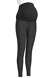 FULL ANKLE BLUE BLACK LENGTH COTTON OVER BUMP MATERNITY DENIM LOOK LEGGINGS JEGGINGS (16, BLACK)