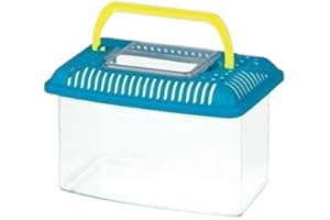 Pet's Market Contenitore Plastica Piccoli Animali Acquario Vasca Pesci Terrario Tartarughe Insetti Fessure di Ventilazione con Coperchio Maniglia Colori Assortiti (MINI XS 1,5LT 18X11X15H CM)