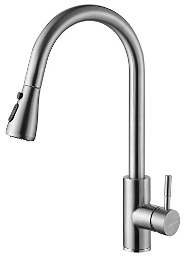 Preisvergleich Produktbild GUNMIN Einhebel Küchenarmatur Teleskopisch Küche Wasserhahn Bleifreies Edelstahl Spültischarmatur - Gebürstetes Nickel (G-11529B)