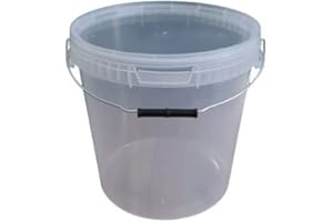 ‎SILPLAST 1 x 25 Liter Eimer mit Deckel transparent, stapelbarerer Milch-/Vorratseimer, Honigeimer Kunststoffeimer mit Lebensmittelfreigabe, Lebensmittelechte Behälter, Leereimer für Mehl, Wassereimer, 1 Stück
