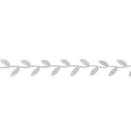 Blatt/Schneeflocke Spitzenborte Borte Bordüre Zierband Besatz Nähzubehör DIY – Silber Blätter - 6