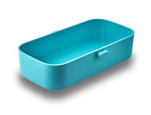 LeOx- Lunchbox mit zwei Fächern Bento Box Brotdose Aufbewahrungsdose Lunchbox mit Unterteilung Essen to go Food Container Lunchbox zwei Fächer mit Besteck aus Edelstahl (Blau) - 4