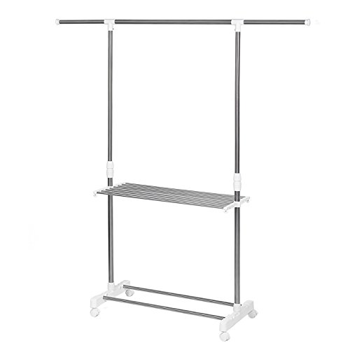Songmics Kleiderständer Wäscheständer Mit Handtuchständer 90-155(L) X 41(W) X 93-168(H) cm LLR402