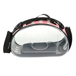 Meri Shopp Foldable Clear Transparent Puppy Dog Cat Carrier Outdoor Travel Bag Pink S