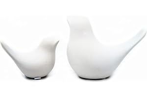 Azonee Bird Statue Decor, 2 Pack Ceramic Small Animal Figurines Accent Home Decor Sculpture Ornaments for Living Room, Bedroom, Office, Store Desktop Shelf (White)
