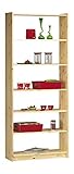 regal massivholz gebraucht pflegeleichte Oberfläche Steens Axel Bücherregal, 5 verstellbare Böden, 84 x 205 x 30 cm (B/H/T), Kiefer massiv, natur lackiert