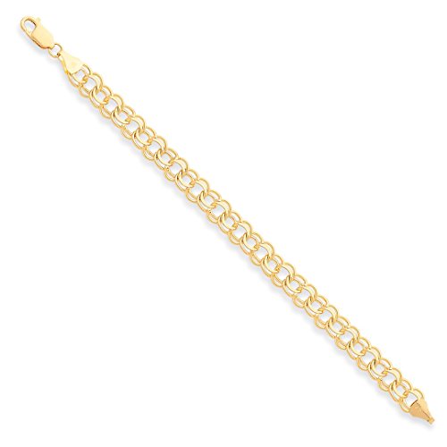 ICE CARATS 14k Yellow Gold Double Link Charm Bracelet 7 Inch Fine Jewelry Gift Set For Women Heart